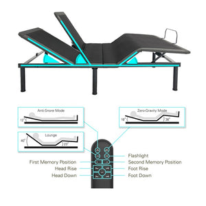 English Elm Queen Adjustable Bed Base with Voice Control and Independent Head Elevation for Two B108131517