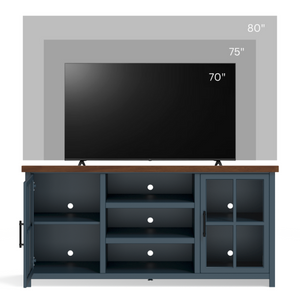 English Elm Bridgevine Nantucket Two Tone Wood Grain Farmhouse TV Stand Fits up to 80 Inch B108P160177