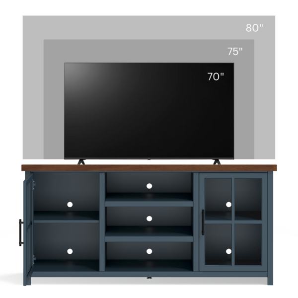 English Elm Bridgevine Nantucket Two Tone Wood Grain Farmhouse TV Stand Fits up to 80 Inch B108P160177