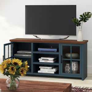 English Elm Bridgevine Nantucket Two Tone Wood Grain Farmhouse TV Stand Fits up to 80 Inch B108P160177