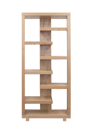 English Elm Evermont Tall Asymmetrical Bookcase with 7 Shelves Wood Grain Laminate Home Office Natural 36 L x 13 W x 80 H B108P292285