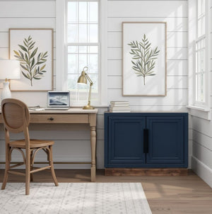 English Elm Nora Farmhouse Modular Storage Cabinet with Wood Veneer Base for Living or Dining Rooms Blue B108P345191