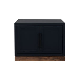 English Elm Nora Farmhouse Modular Storage Cabinet with Wood Veneer Base for Living or Dining Rooms Black B108P345192