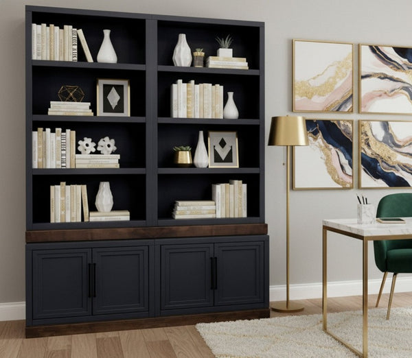 English Elm Nora Farmhouse Modular Storage Cabinet with Wood Veneer Base for Living or Dining Rooms Black B108P345192