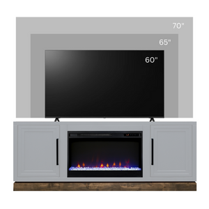 English Elm Nora Farmhouse TV Stand with Built-In Electric Fireplace Wood Veneer Media Console White B108P345193