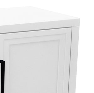 English Elm Nora Farmhouse TV Stand with Built-In Electric Fireplace Wood Veneer Media Console White B108P345193