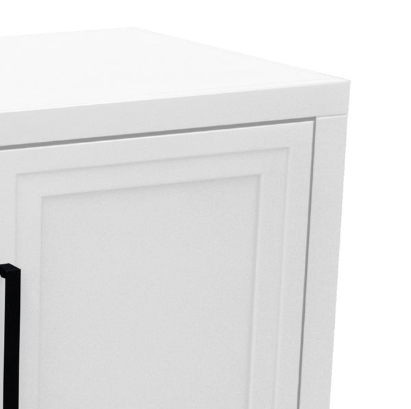 English Elm Nora Farmhouse TV Stand with Built-In Electric Fireplace Wood Veneer Media Console White B108P345193