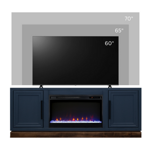 English Elm Nora Farmhouse TV Stand with Built-In Electric Fireplace Wood Veneer Media Console Blue B108P345194
