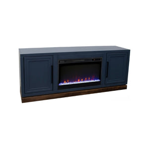 English Elm Nora Farmhouse TV Stand with Built-In Electric Fireplace Wood Veneer Media Console Blue B108P345194