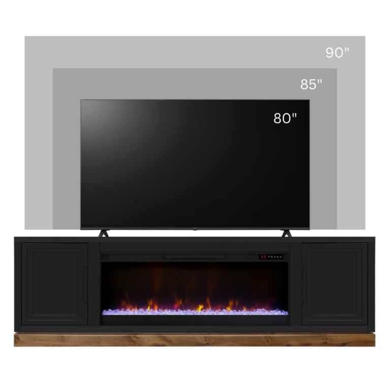 English Elm Nora 81 Inch Fireplace TV Stand Farmhouse Wood Veneer Console with Electric Insert Black B108P345198