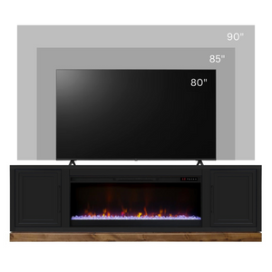 English Elm Nora 81 Inch Fireplace TV Stand Farmhouse Wood Veneer Console with Electric Insert Black B108P345198
