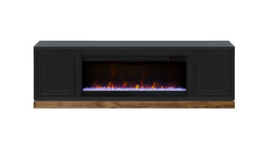 English Elm Nora 81 Inch Fireplace TV Stand Farmhouse Wood Veneer Console with Electric Insert Black B108P345198