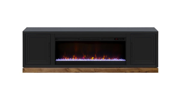 English Elm Nora 81 Inch Fireplace TV Stand Farmhouse Wood Veneer Console with Electric Insert Black B108P345198
