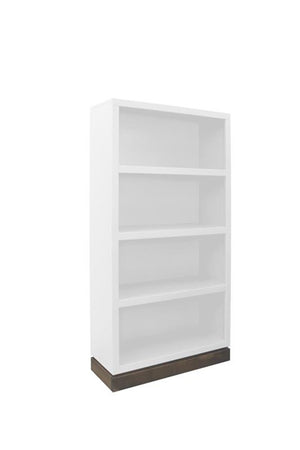 English Elm Evermont Tall Asymmetrical Bookcase with 7 Shelves Wood Grain Laminate Home Office White 32 L x 12 W x 60 H B108P345202