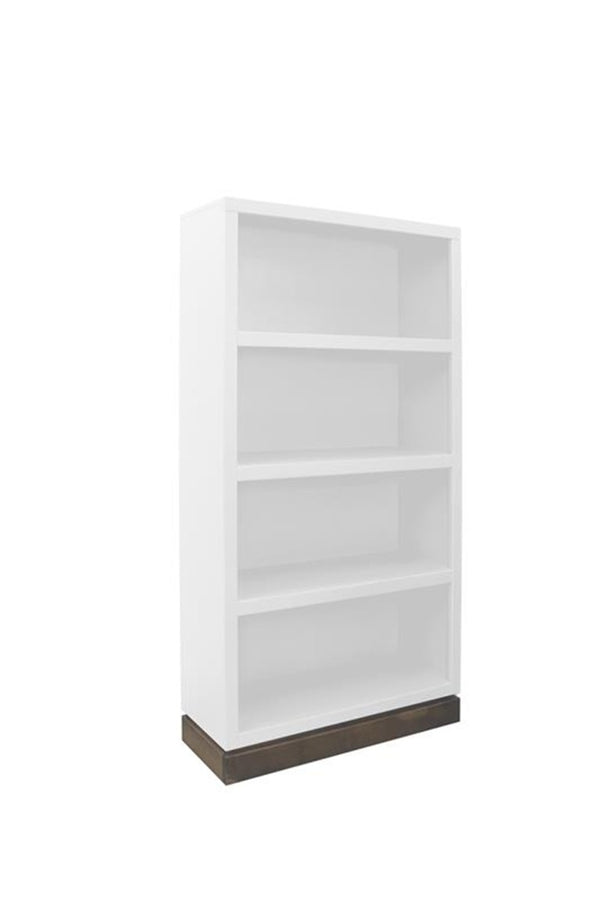 English Elm Evermont Tall Asymmetrical Bookcase with 7 Shelves Wood Grain Laminate Home Office White 32 L x 12 W x 60 H B108P345202