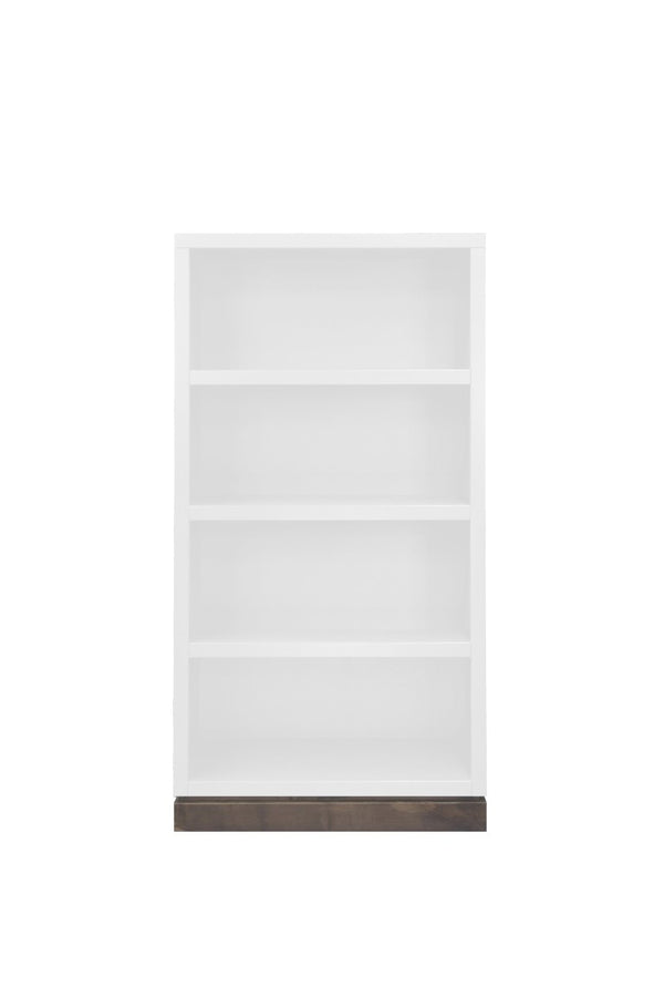 English Elm Evermont Tall Asymmetrical Bookcase with 7 Shelves Wood Grain Laminate Home Office White 32 L x 12 W x 60 H B108P345202