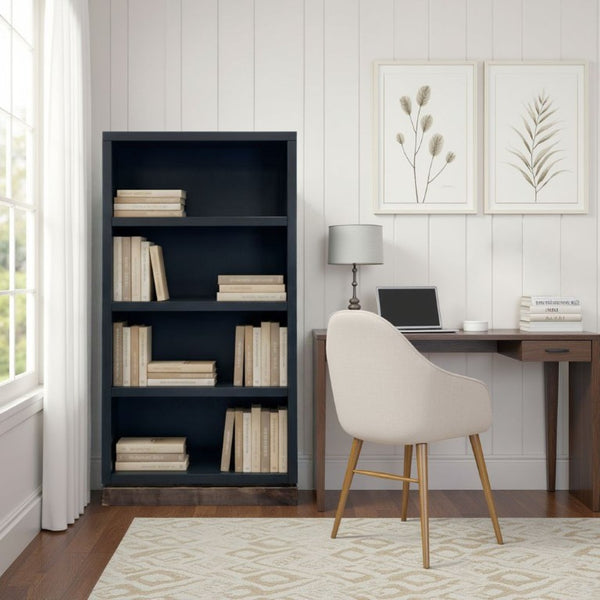 English Elm Nora Tall Open Shelf Bookcase with Stained Wood Base for Living Room or Office B108P345204