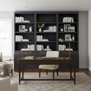 English Elm Nora Tall Open Shelf Bookcase with Stained Wood Base for Living Room or Office B108P345204