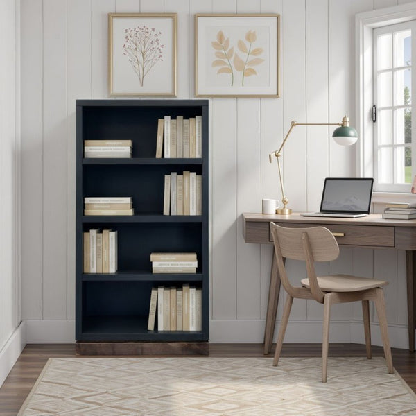English Elm Nora Tall Open Shelf Bookcase with Stained Wood Base for Living Room or Office B108P345204