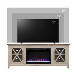 English Elm Ithaca Coastal Farmhouse Fireplace Tv Stand with Knotty Alder Top for Living Rooms Beige B108P427279
