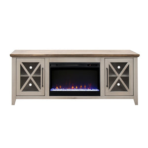 English Elm Ithaca Coastal Farmhouse Fireplace Tv Stand with Knotty Alder Top for Living Rooms Beige B108P427279