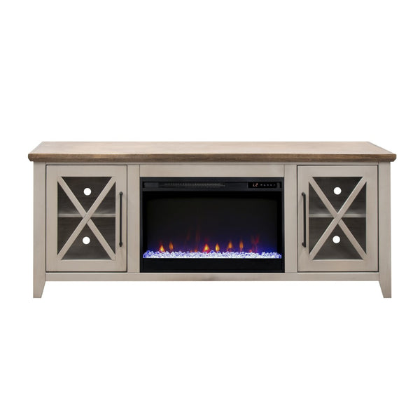 English Elm Ithaca Coastal Farmhouse Fireplace Tv Stand with Knotty Alder Top for Living Rooms Beige B108P427279