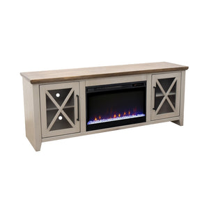 English Elm Ithaca Coastal Farmhouse Fireplace Tv Stand with Knotty Alder Top for Living Rooms Beige B108P427279