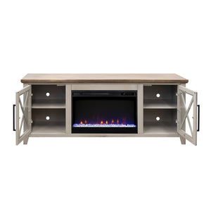 English Elm Ithaca Coastal Farmhouse Fireplace Tv Stand with Knotty Alder Top for Living Rooms Beige B108P427279