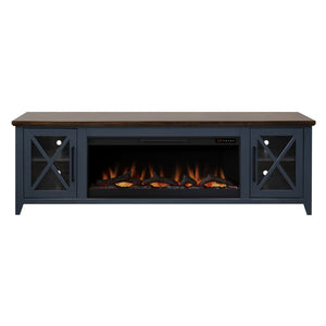 English Elm Ithaca 83 Inch Electric Fireplace Tv Stand Coastal Farmhouse Knotty Alder Console Blue B108P427282