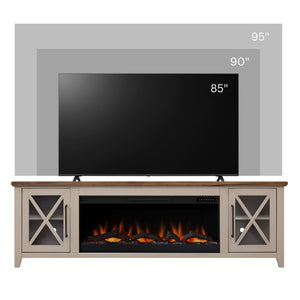 English Elm Ithaca 83 Inch Electric Fireplace Tv Stand Coastal Farmhouse Knotty Alder Console Beige B108P427283