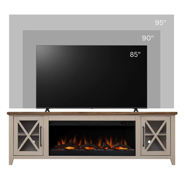 English Elm Ithaca 83 Inch Electric Fireplace Tv Stand Coastal Farmhouse Knotty Alder Console Beige B108P427283