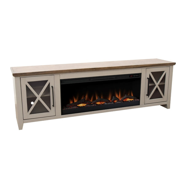 English Elm Ithaca 83 Inch Electric Fireplace Tv Stand Coastal Farmhouse Knotty Alder Console Beige B108P427283