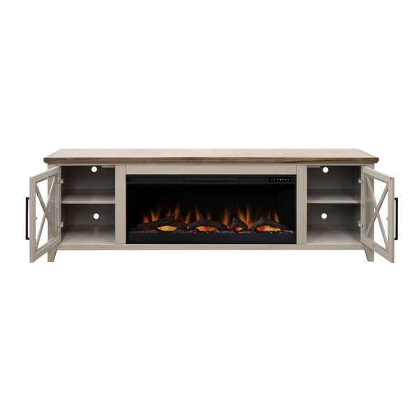 English Elm Ithaca 83 Inch Electric Fireplace Tv Stand Coastal Farmhouse Knotty Alder Console Beige B108P427283