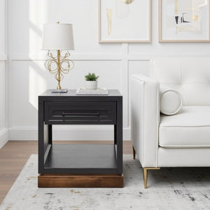 English Elm Nora Farmhouse Side Table Two Tone Finish with Drawer and Open Lower Shelf B108P427289