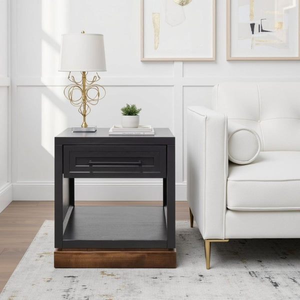 English Elm Nora Farmhouse Side Table Two Tone Finish with Drawer and Open Lower Shelf B108P427289