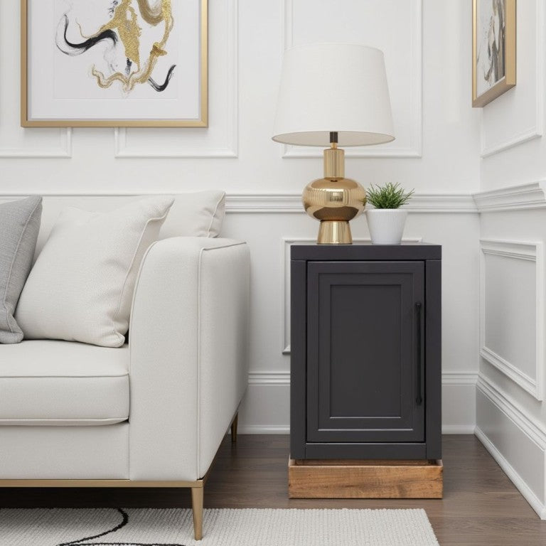 English Elm Nora Slim Farmhouse End Table with Hidden Cabinet Storage for Living Room B108P427295