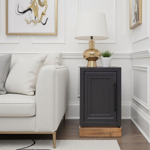 English Elm Nora Slim Farmhouse End Table with Hidden Cabinet Storage for Living Room B108P427295