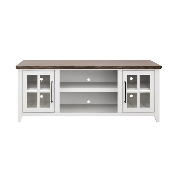 English Elm Ithaca 66 Inch Media Console Solid Wood Glass Door Tv Stand Coastal Farmhouse Style White B108P427297