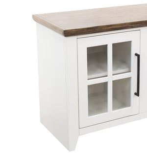 English Elm Ithaca 66 Inch Media Console Solid Wood Glass Door Tv Stand Coastal Farmhouse Style White B108P427297