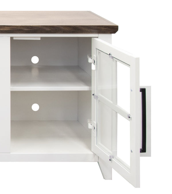 English Elm Ithaca 66 Inch Media Console Solid Wood Glass Door Tv Stand Coastal Farmhouse Style White B108P427297