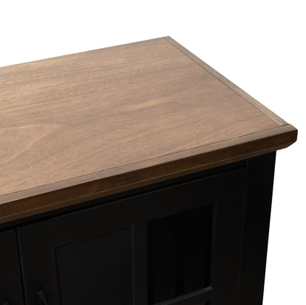 English Elm Ithaca 96 Inch Farmhouse Coastal Entertainment Console with Glass X-pane Doors Fully Assembled Black B108P427298