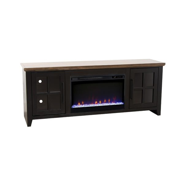 English Elm Ithaca Coastal Farmhouse Fireplace Tv Stand with Knotty Alder Top for Living Rooms Black B108P427300