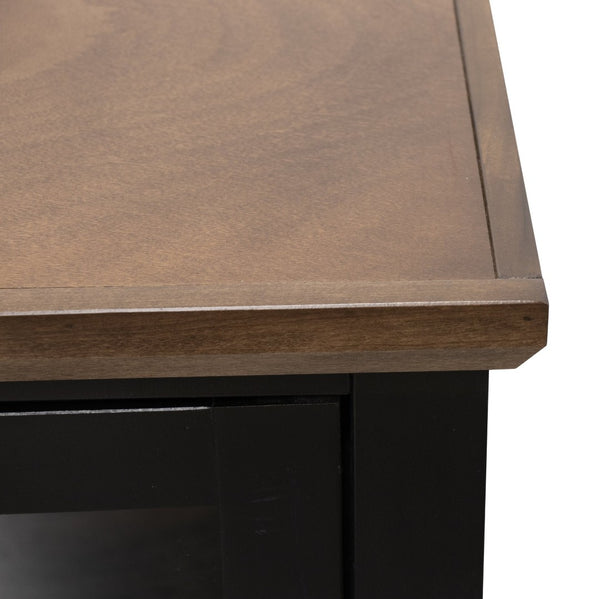 English Elm Ithaca Coastal Farmhouse Fireplace Tv Stand with Knotty Alder Top for Living Rooms Black B108P427300