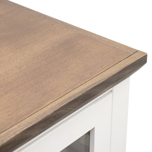 English Elm Ithaca Coastal Farmhouse Fireplace Tv Stand with Knotty Alder Top for Living Rooms White B108P427301