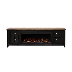 English Elm Ithaca 83 Inch Electric Fireplace Tv Stand Coastal Farmhouse Knotty Alder Console Black B108P427304