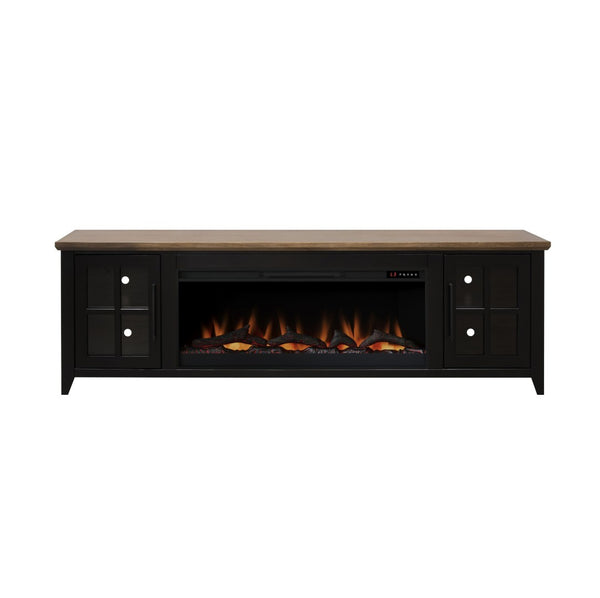 English Elm Ithaca 83 Inch Electric Fireplace Tv Stand Coastal Farmhouse Knotty Alder Console Black B108P427304