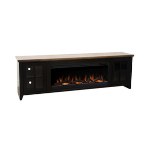English Elm Ithaca 83 Inch Electric Fireplace Tv Stand Coastal Farmhouse Knotty Alder Console Black B108P427304