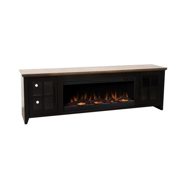 English Elm Ithaca 83 Inch Electric Fireplace Tv Stand Coastal Farmhouse Knotty Alder Console Black B108P427304