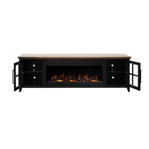 English Elm Ithaca 83 Inch Electric Fireplace Tv Stand Coastal Farmhouse Knotty Alder Console Black B108P427304