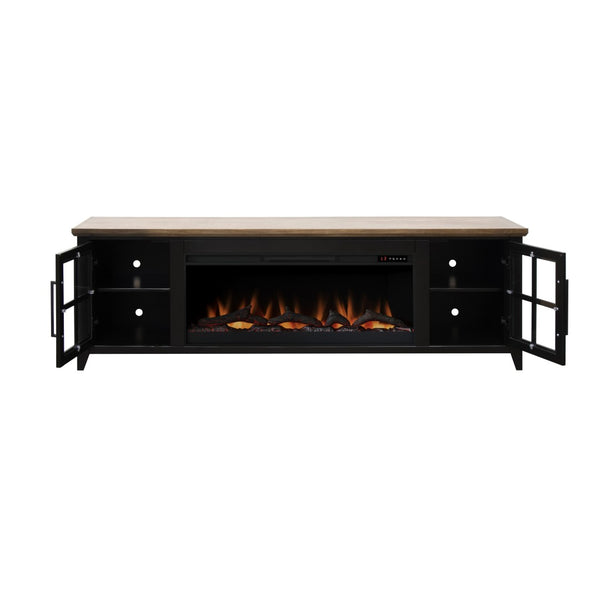 English Elm Ithaca 83 Inch Electric Fireplace Tv Stand Coastal Farmhouse Knotty Alder Console Black B108P427304